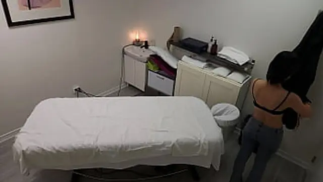 Petite Japanese girl seduced during massage &mdash;  then doubled up