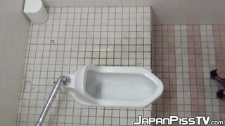 Spy cam films gorgeous Japanese chicks peeing in the toilet