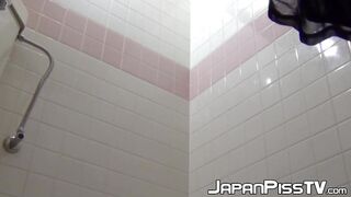 Innocent Japanese girls arent aware of a camera while they pee their panties