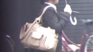 Sexy Japanese chicks peeing one by one in a public bathroom