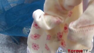 Japanese babe secretly filmed peeing in public