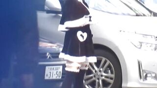 Asian teen dressed up for hidden camera in public