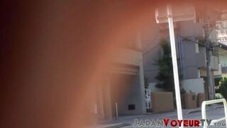 Japanese babe taped peeing in public by voyeur