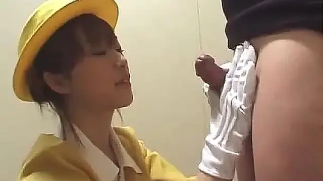 Japanese handjob with white gloves uncensored